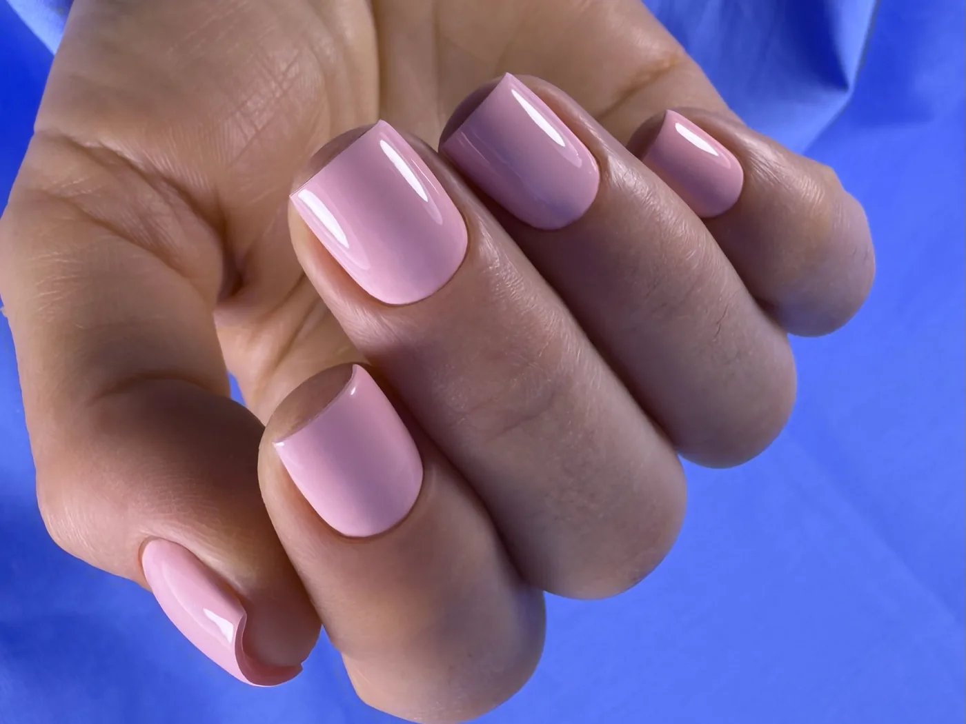 Premium nail photo example with glossy pink manicure